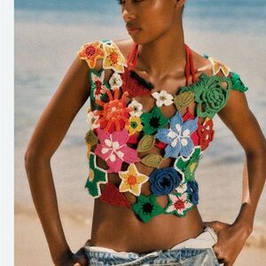 Zara Crochet limited edition Floral Top